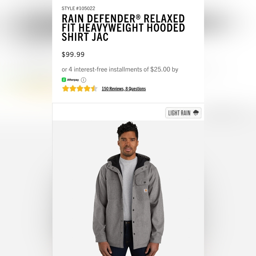 Carhartt Men's Rain Defender Relexed Fit Chestnut Shirt Jacket-fleece Lined - Picture 4 of 11
